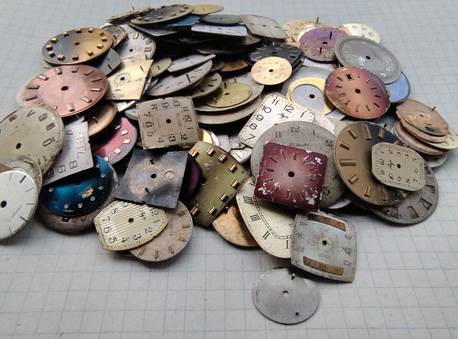 Lot 200grm Vintage USSR Watch Dials –Slava Chaika Zaria Luch –Repair or Craft №1