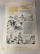 BILLY THE KID #13 original comic art TITLE HALF SPLASH WESTERN 1952 FLIRT GIRL