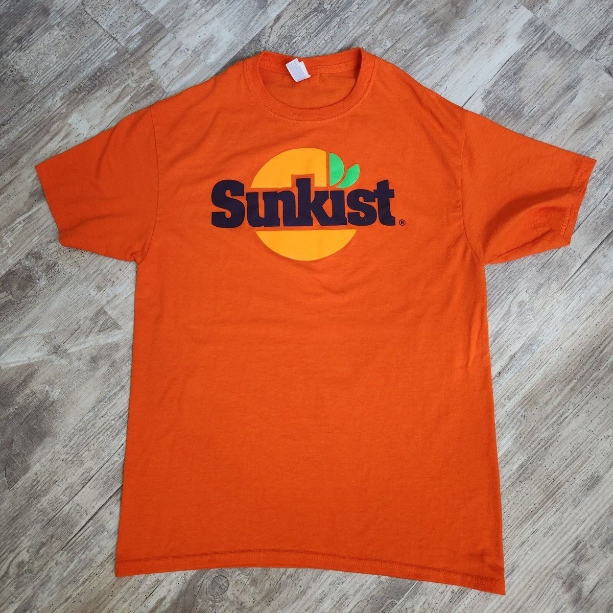 Jerzees Vintage 90s Sunkist Logo Tee Shirt Dri Power Orange