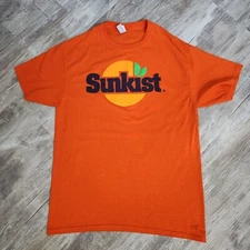 Jerzees Vintage 90s Sunkist Logo Tee Shirt Dri Power Orange Soda Prop Size M