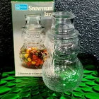 Vintage Anchor Hocking Clear Glass Snowman Jar Canister MCM  Christmas USA