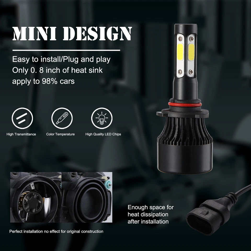 4 侧 LED 车头灯高低光束灯泡套件适用于 2002 - 16 FreightlinerM2 100 106 112 — 第 3/4 张图片