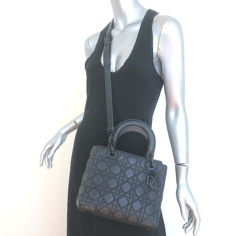 Christian Dior Lady Dior Medium Bag Black Ultramatte Cannage