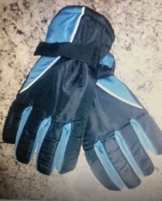  NEW RUGGED WEAR WOMEN'S WINTER SKI GLOVES  SIZE LARGE BLACK AND BLUE 