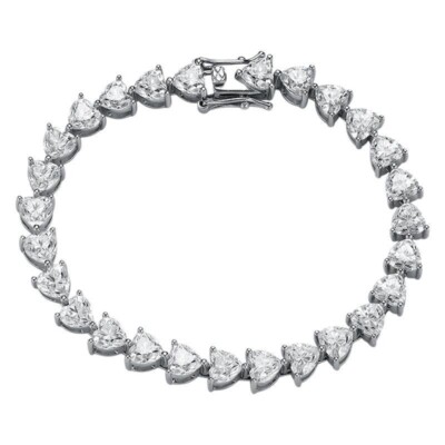 5mm D Color Heart Moissanite Chain Bracelet 925 Sterling Silver Pass Tester Gift