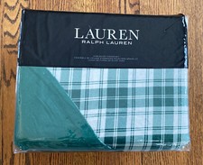 New Ralph Lauren GREEN Ulster Plaid Flannel Duvet Cover Set, King Size