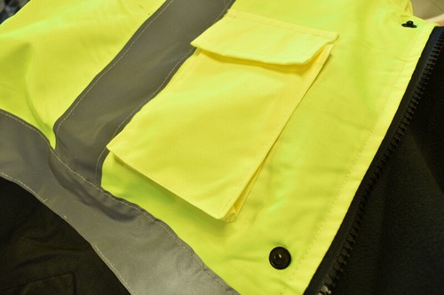 Hi Vis Waterproof Class 3 Insulated Reflective Bomber Jacket Fleece Lining Coat - Picture 8 of 13