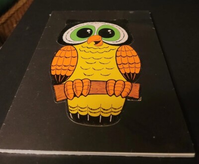 Vintage Halloween Scared Hoot Owl on Branch Die Cut Decoration 