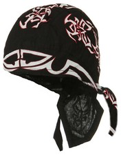 Cotton Skull Cap Motorcycle Bandana Head Wrap Doo Rag Dorag Tribal Tattoo, Black