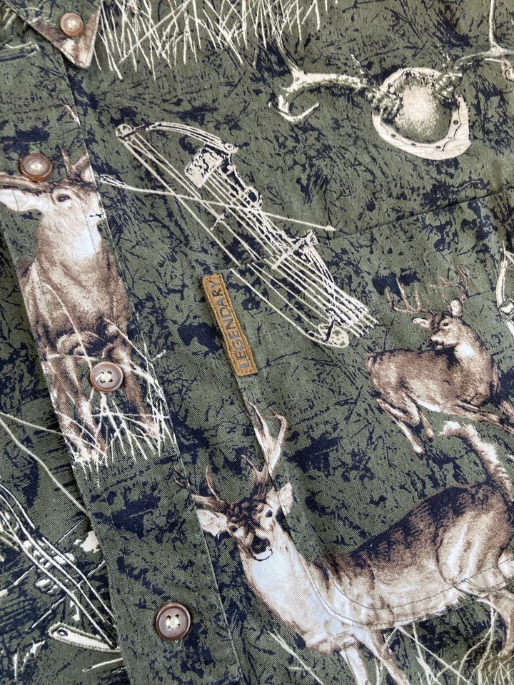 Legendary Whitetails Original Deer Gear Buck  Button Shirt Large Camo Hunting - Image 2 of 4