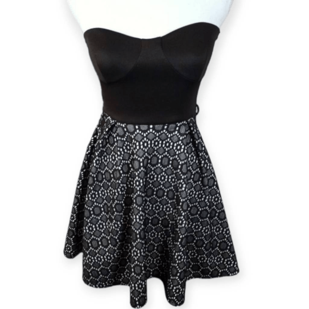 Strapless Black & White Papaya Dress Size S Excellent Condition