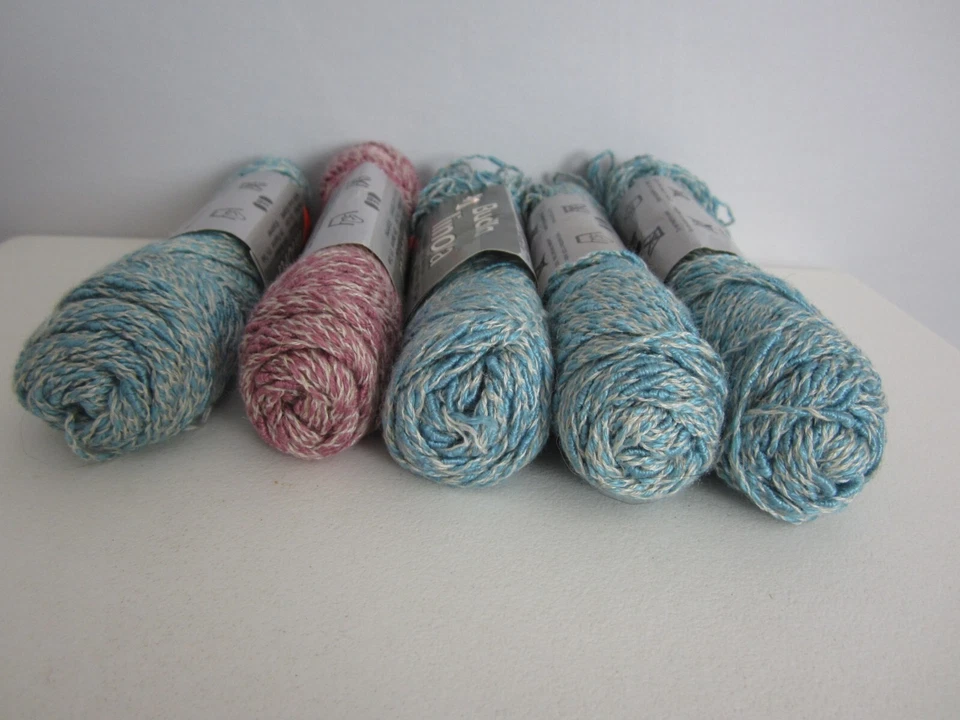 De Colección Bucilla Minora Lote 5 Madejas Azul Rosa Lino Rayón Acrílico 500 Yardas Destash Foto 2 de 4