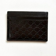 GUCCI Authentic Leather card case pass case Guccissima beautiful
