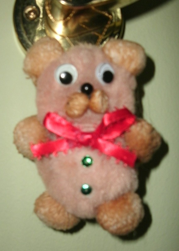 Handmade Teddy Pom Pom Christmas Ornament