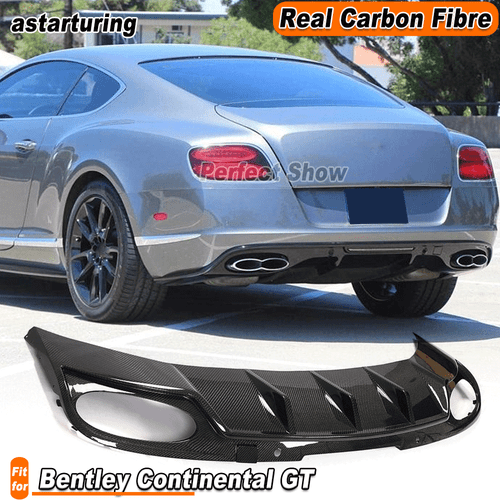 For Bentley Continental GT 2-Door 2012-2016 REAL CARBON Rear Bumper Diffuser Lip - Picture 1 of 11
