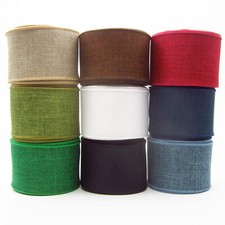 Wired Poly Linen Ribbon - 2.5in x 10 Yards - 18 Colors