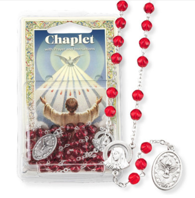 Holy Spirit Chaplet, 16'', w/ Laminated Prayer Card, Instructions