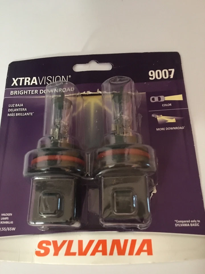 Sylvania Xtra Vision 9007 HB5 65/55W Dos Bombillas Cabeza Luz Doble Haz Plug Play OE Foto 3 de 4