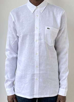 Chemise Lacoste homme coupe régulière en lin CH4990-001 blanche