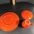 Fiesta "Radioactive Red" Cup & Saucer & Plate in Original 1936 Color Excellent