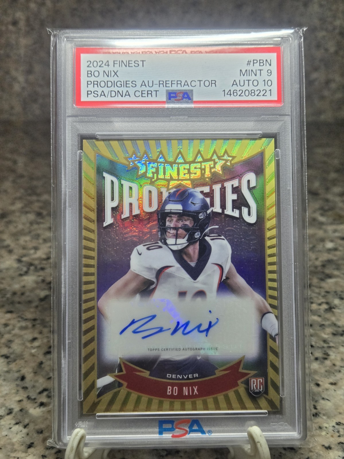 🐴🏈 Bo Nix 2024 Finest Prodigies Auto RC Refractor Rookie PSA 9/10 Auto BRONCOS