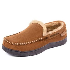 Men's Moccasin Slippers Memory Foam House Shoes 11 Tan