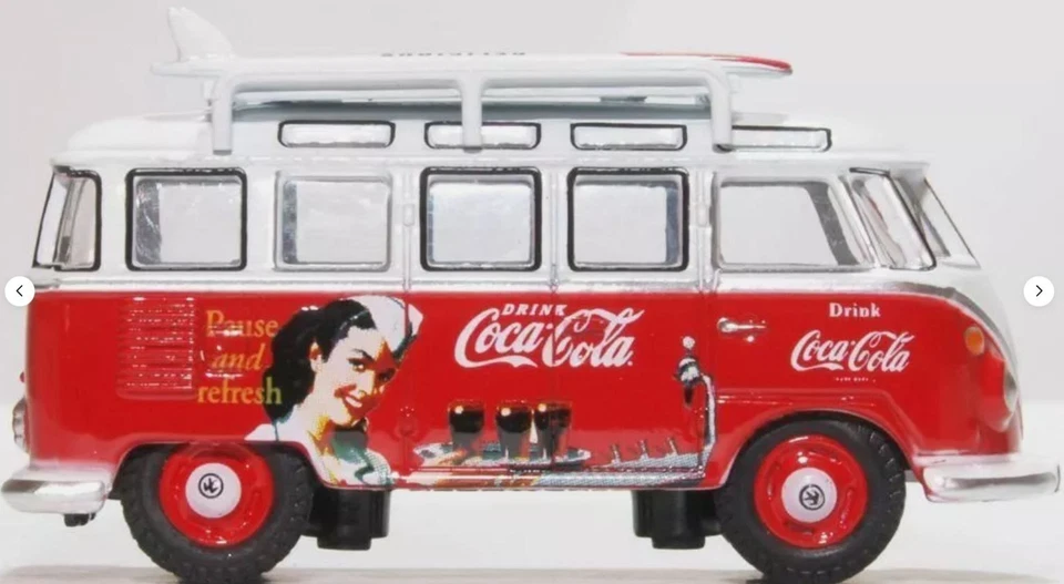 OXFORD DIECAST, VOLKSWAGEN Tipo 1 Bus con surf COCA-COLA, 1/76, OXF76VWS008C - Immagine 2 di 2