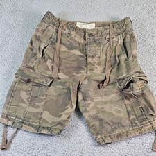 Abercrombie Fitch Cargo Shorts Mens 28 Green Camo Drawstring Paratrooper Y2K