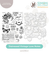 Simon Says Stamp Vintage Love Notes Clear Stamp  Dies w/ Heart Embossing Folder