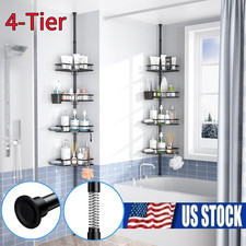 Corner Shower Caddy Tension Pole: 4-Tier Adjustable Rustproof Bathroom Organizer