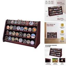Decowoodo Challenge Coin Display Case 4 Row Solid Wood Military Coin Holder
