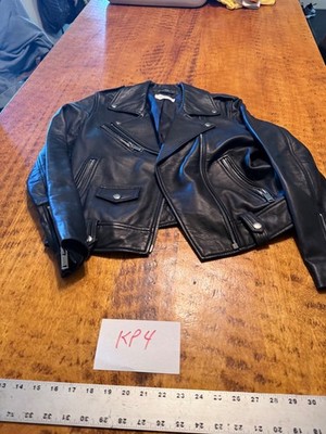 Serrano Biker Leather Jacket Long Sleeve Full Zip Size women medium  kp4