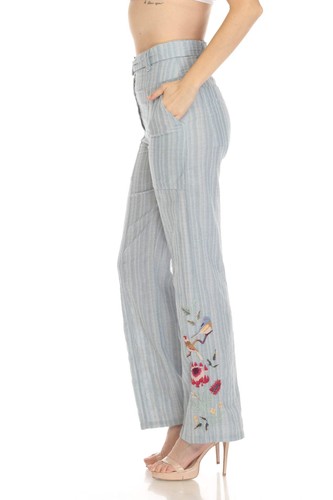 Johnny Was Workshop blaue Paloma Hose mit Gürtel weites Bein W68522 - Bild 4 von 12