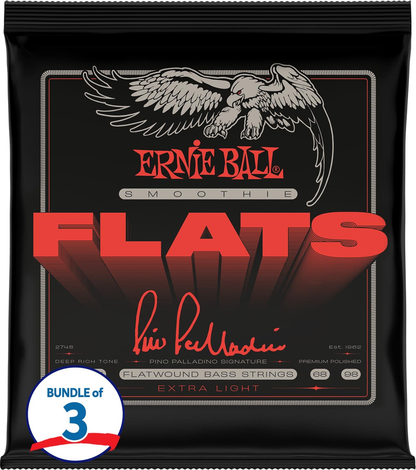 Струны для бас-гитары Ernie Ball Pino Palladino Signature Smoothie Flats 3 упаковки 37890₽