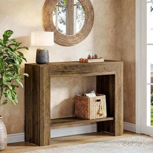 41.3'' Farmhouse Console Table, 2-Tier Narrow Entryway Sofa Table with Storage