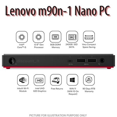 Lenovo ThinkCentre M90n-1 Nano PC i5-8265U 8GB RAM 240GB NVME integriertes WLAN