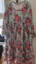 "Adorable Sweetness" Girls Dress with Floral Size 10 ruffles Long Sleeve