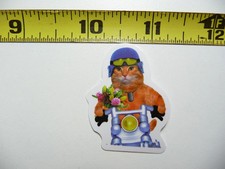 FUNNY CAT KITTEN SMALL STICKER DECAL MOTORCYCLE FLOWERS PET FELINE