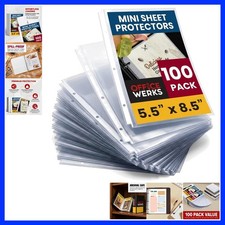 Elegant 100 Pack Clear Mini Sheet Protectors 5.5 x 8.5 for Document Safety