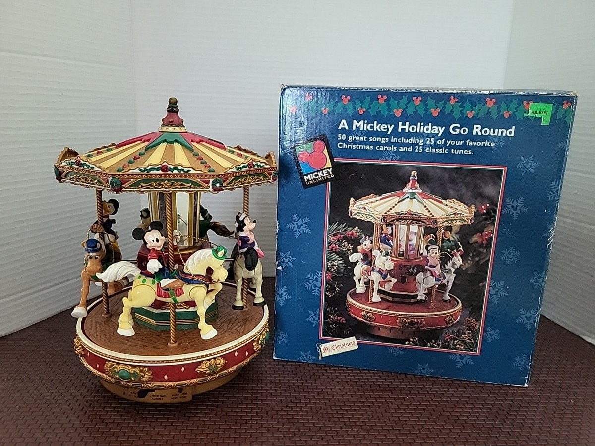 その他 Mr. Christmas Mickey's Holiday Carousel Vintage 1996 Mr. Christmas Disney A Mickey Holiday Go Round