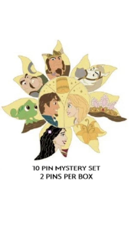 2025 Disney Parks запутанный 15-летие Mystery Pin Rapunzel 2 Pin коробка новый - Изображение 2 из 2