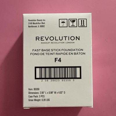Makeup Revolution London Fast Base Stick Foundation Shade F4 Lot of 3 New