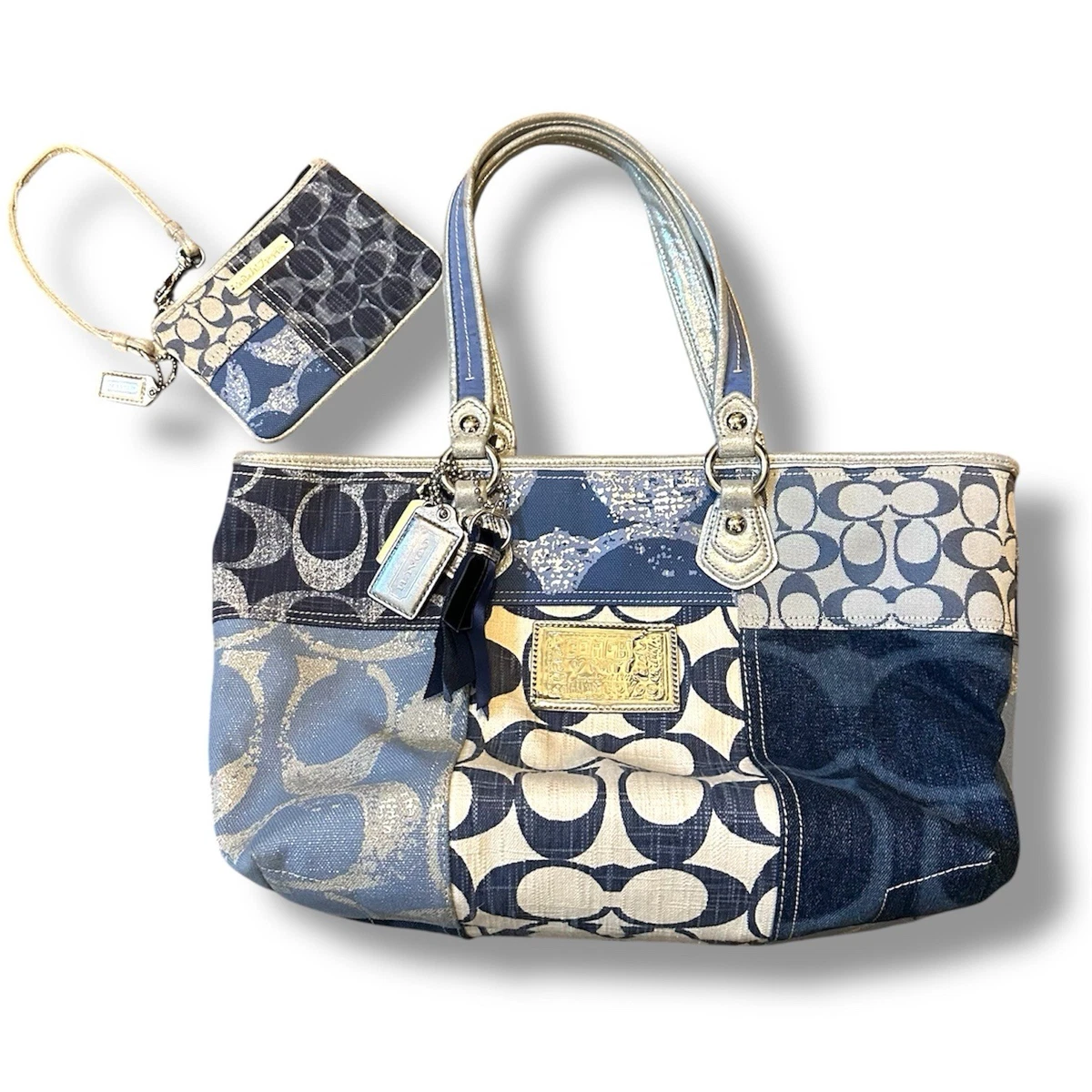 Coach Patchwork Denim Exterior Large Bags & Handbags for Women for