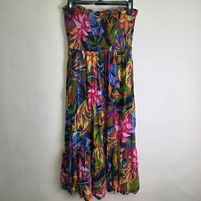 Aerie Tropical Strapless Maxi Dress Multicolor Small