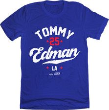 In The Clutch Official Tommy Edman #25 LAD MLBPA Baseball Tee Royal Unisex
