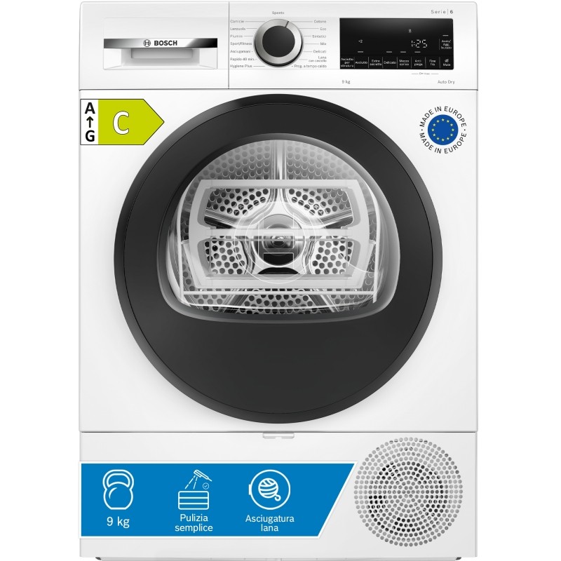 Bosch Serie 6 WQG243D9IT Asciugatrice a pompa di calore 9 kg Bianco