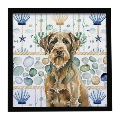 Chestnut Wirehaired Pointing Griffon Coastal Sea Glass Framed Print WDK7259MFP88