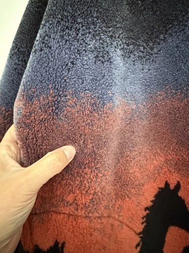 Vintage Mazmania 1990s Fleece quarter zip Wild Horses USA All Over Print Size 2X image 2