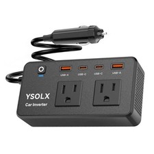 Car Power Inverter - YSOLX Dual DC 12V to 110V AC Car Outlet Adapter 300W Black