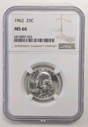 1962 WASHINGTON 25c QUARTER NGC MS66